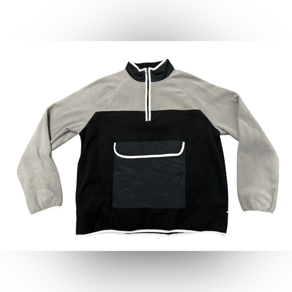 Edgar Ash Polyester Size Large 1/4 Zip Long Sleeve Two Tone Fleece Pullover New